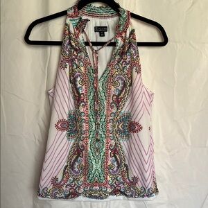 New York & Company Women's Paisley Tank Top - Pink, Green, White